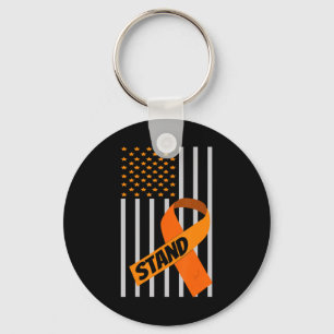 Chaveiro USA Flag Ribbon Leukemia Awarkemia - Apoio à Famíl