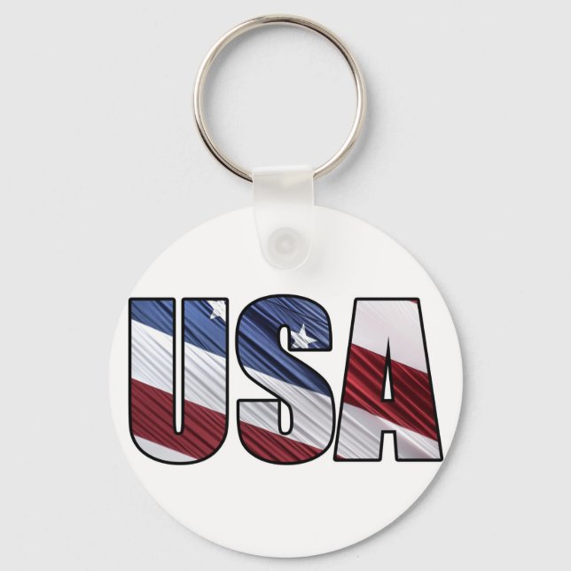 Chaveiro USA in Red White and Blue American Patriotic Flag (Frente)