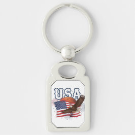Chaveiro USA Patriotic Eagle with Mars Red Planet Design
