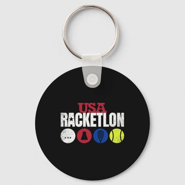 Chaveiro Usa Racketlon - Mesa de Badminton Squash Tenn (Frente)