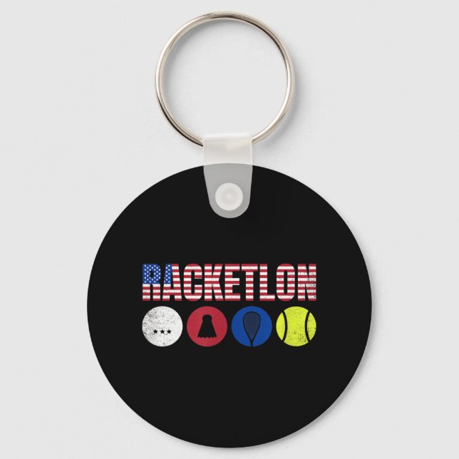 Chaveiro Usa Racketlon - Tênis de Mesa Badminton Squash Tên (Frente)