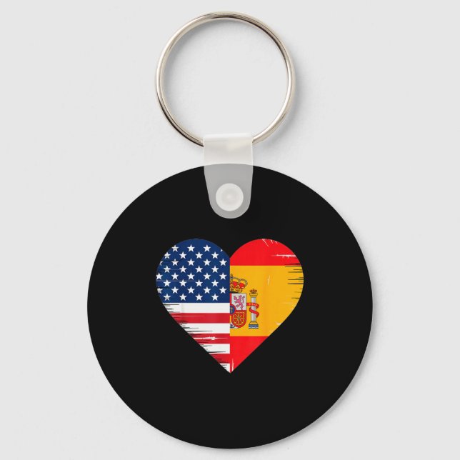 Chaveiro Usa Spain Heart - Dual Citizenship  (Frente)