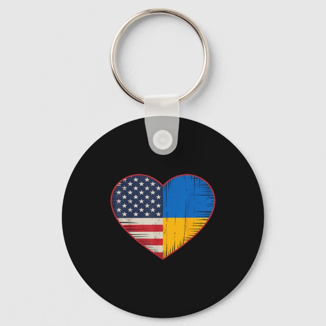 Chaveiro Usa Ukraine Heart - Dual Citizenship  (Frente)