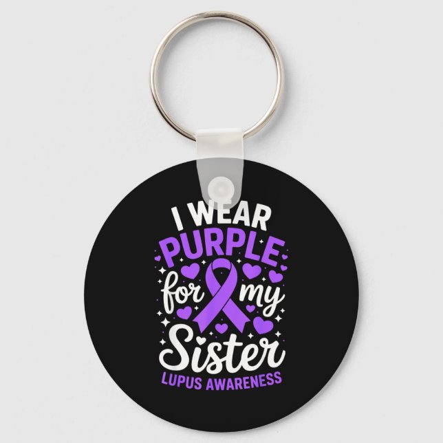 Chaveiro Use roxo pelo mês de conscientização da lúpus sist (Frente)