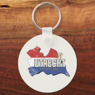 Chaveiro Utrecht Países Baixos Mapa Holandês Vintage Souven