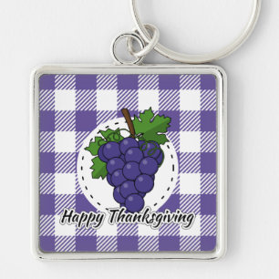 Chaveiro Uva na Xadrez Violeta - Feliz Ação de Graças