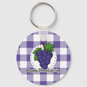 Chaveiro Uva na Xadrez Violeta - Feliz Ação de Graças
