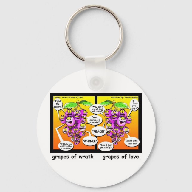 Chaveiro Uvas de Ira, Amor & Guerra Presentes e Camisetas D (Frente)