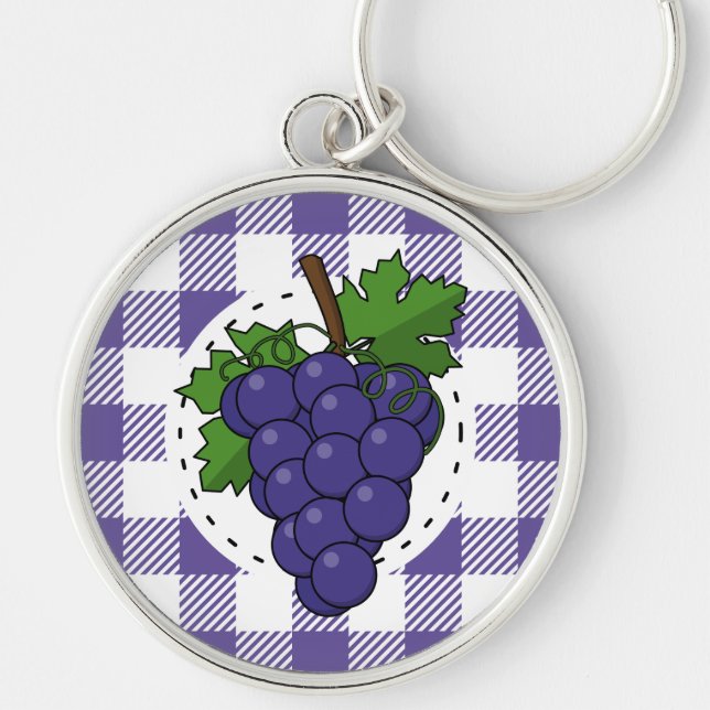 Chaveiro Uvas em Xadrez violeta branca (Frente)