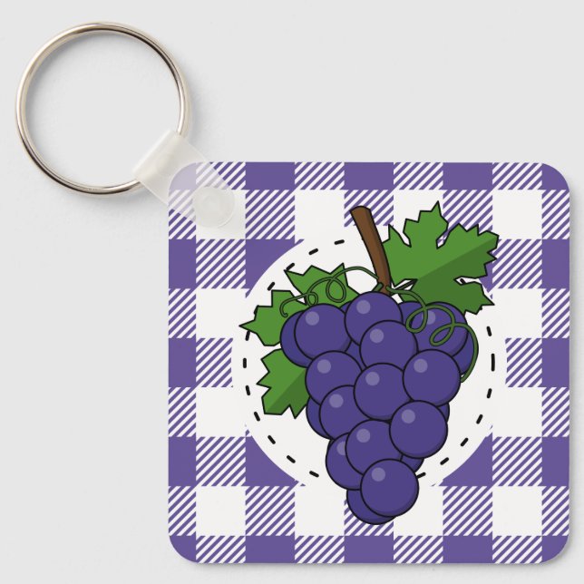 Chaveiro Uvas em Xadrez violeta branca (Frente)