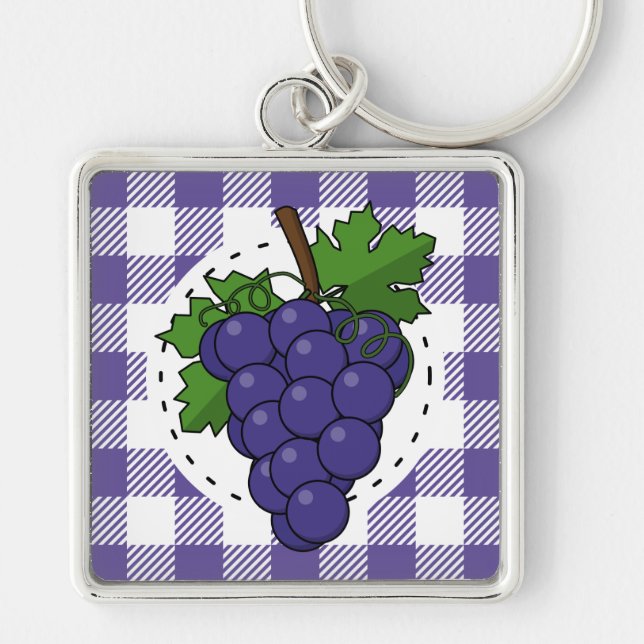Chaveiro Uvas em Xadrez violeta branca (Frente)