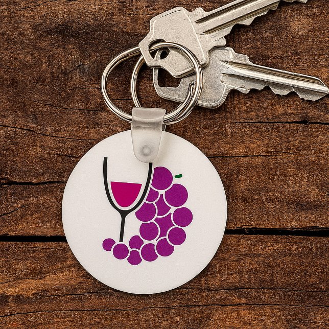 Chaveiro Uvas Roxas Minimalistas e Copo de Vinho (Criador carregado)
