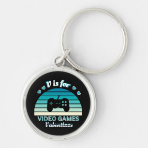Chaveiro V de Video Games Não de Namorados - Cor Funny Retr