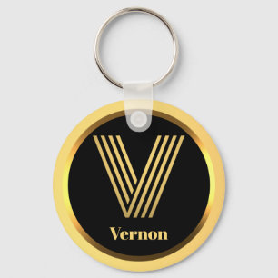 Chaveiro V Monograma Dourado Personalizado