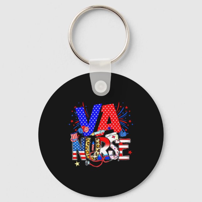 Chaveiro Va Nurse 4th Of July American Flag Stethoscope  (Frente)