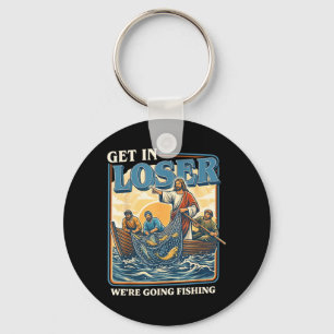 Chaveiro Vá Pescar Jesus Retro Humor de Pesca