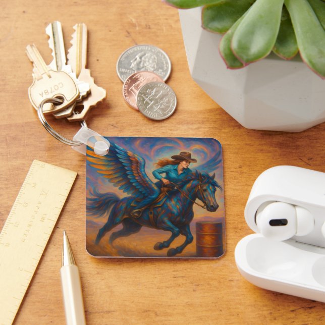 Chaveiro Vá Rápido! Corredor de Barril com Cavalo Alado (Mesa)