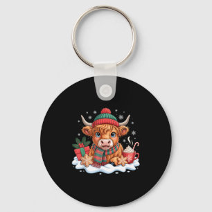 Chaveiro Vaca Alta Escocesa de Natal Bezerra Fofa Chapéu do