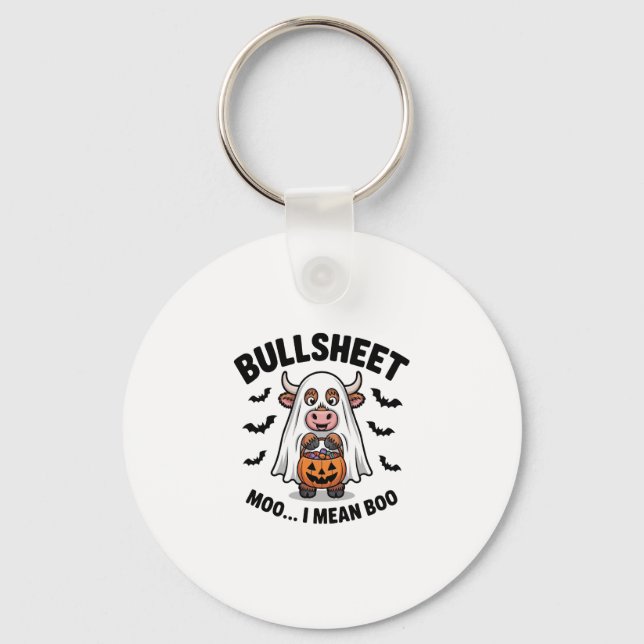 Chaveiro Vaca-branca-bruxa do Halloween em Espírito (Frente)