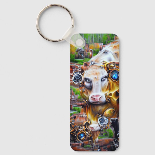 Chaveiro Vaca cibernética Steampunk (Frente)