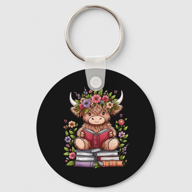 Chaveiro Vaca Da Terra Alta De Bebê Cuja Leitura Lê Bookwor (Frente)