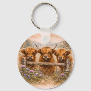 Chaveiro Vaca das Terras Altas - Animais em Aquarela
