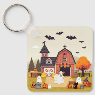 Chaveiro Vaca de Halloween fofa e fazenda
