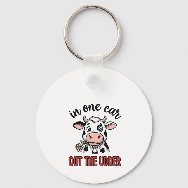 Chaveiro Vaca Engraçada Com Uma Orelha Para Fora Da Camiset (Frente)