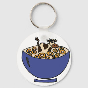 Chaveiro Vaca engraçada na bacia de aveia brindada