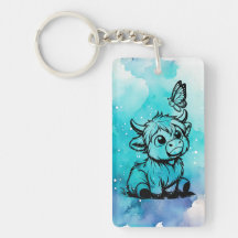 Vaca Highland com borboleta