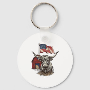 Chaveiro Vaca Longhorn Patriótica e Design Vetorial de Cele