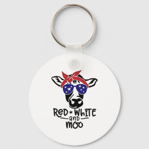 Chaveiro Vaca Patriótica Branca Vermelha e Moo Quarto de ju