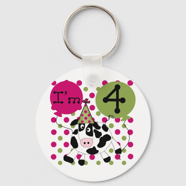 Chaveiro Vaca rosa 4º Camisetas e presentes de aniversário (Frente)