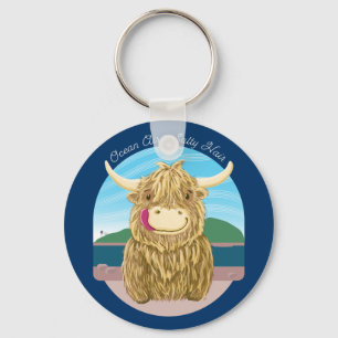 Chaveiro Vaca Terrestre Escocesa Com Cabelo Salgado Oceano