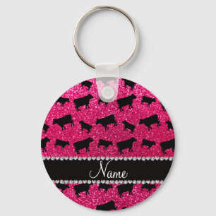 Chaveiro Vacas conhecidas personalizadas do brilho do rosa