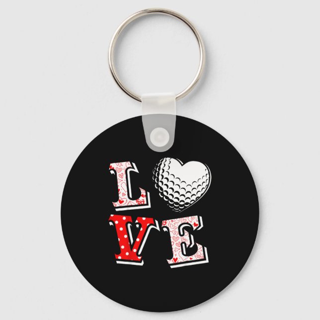 Chaveiro Valentine Love Golf Heart Valentine Day Women Men  (Frente)