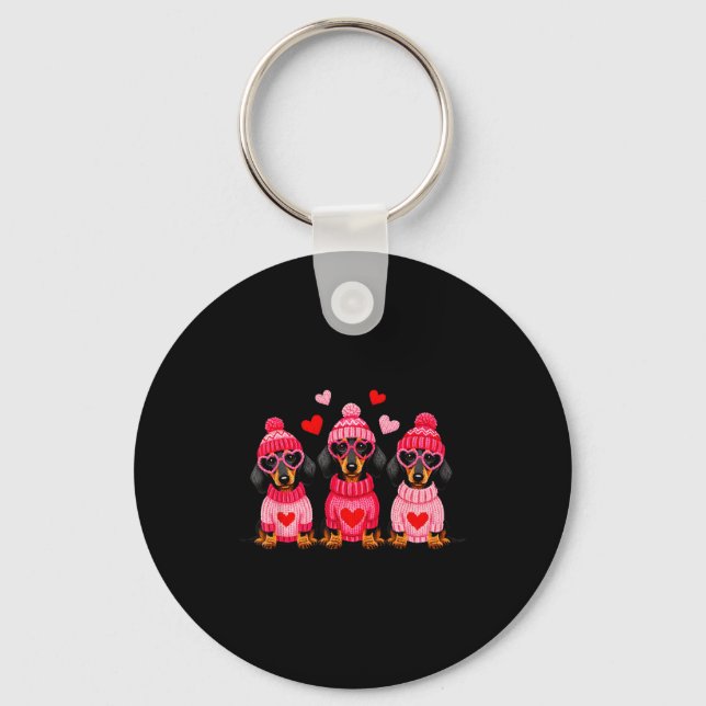 Chaveiro Valentine’s Day Dog Cute Dachshund Dogs For Dog Mo (Frente)
