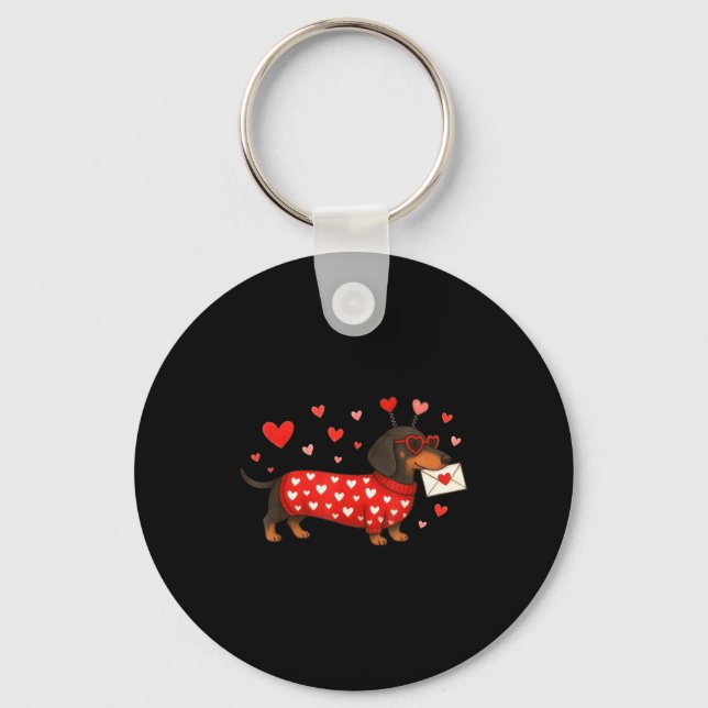 Chaveiro Valentine’s Day Dog Cute Dachshund Dogs For Dog Mo (Frente)