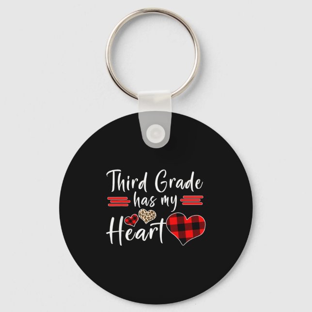 Chaveiro Valentine’s Day Third Grade Has My Heart Plaid Tea (Frente)
