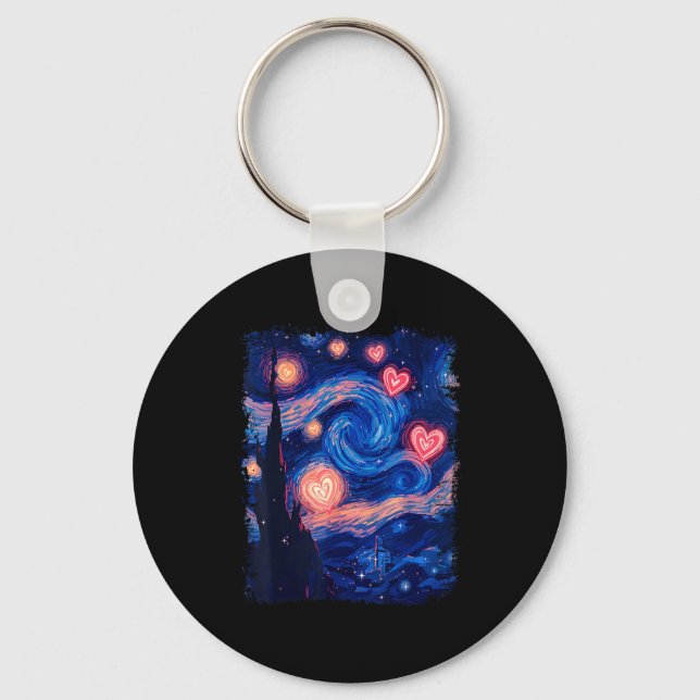 Chaveiro Valentine Van Gogh Starry Night Heart Matching Cou (Frente)