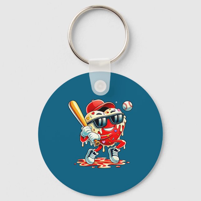 Chaveiro Valentines Day Heart Baseball Drip Ice Cream Boys  (Frente)