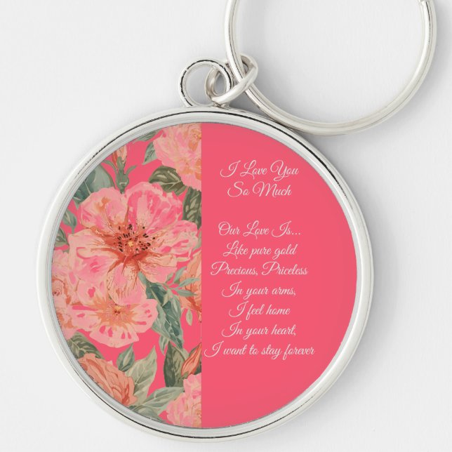 Chaveiro Valentines Day, I Love You So Much, Love Poem (Frente)