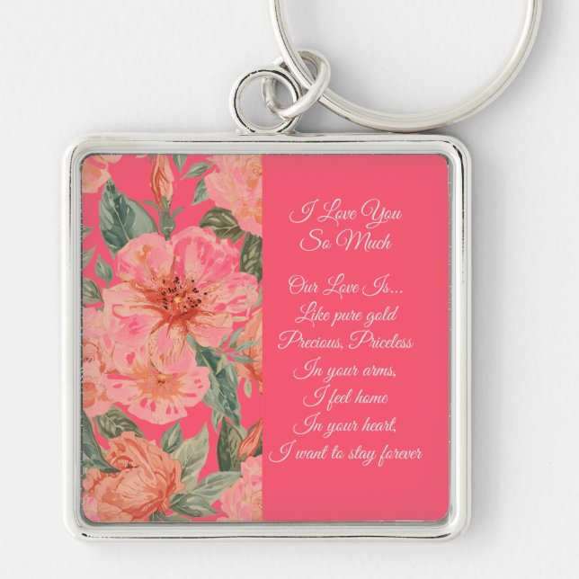 Chaveiro Valentines Day, I Love You So Much, Love Poem (Frente)