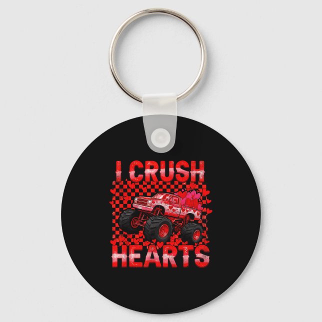 Chaveiro Valentines Day Monster Truck Crush Hearts Toddler  (Frente)