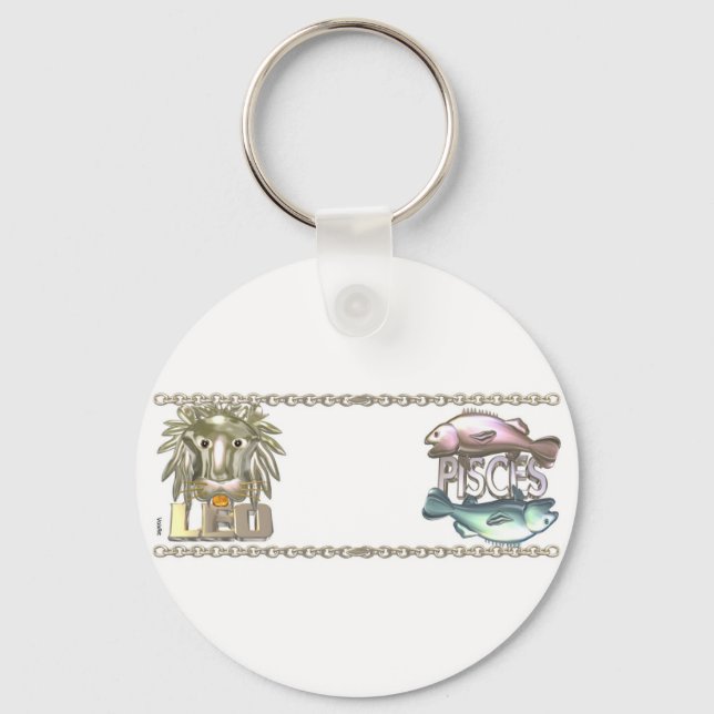 Chaveiro Valxart Leo Peixes presentes de amizade zodíaca (Frente)