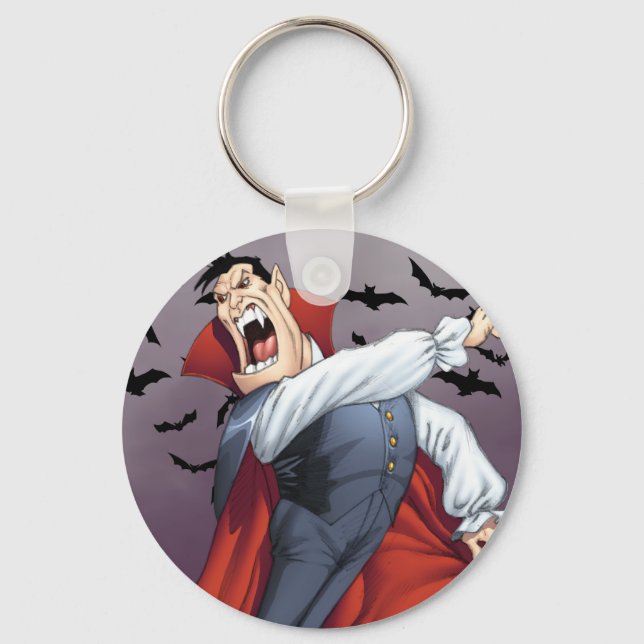 Chaveiro Vampiro de Cartoon Engraçado com Bats pela Al Rio (Frente)