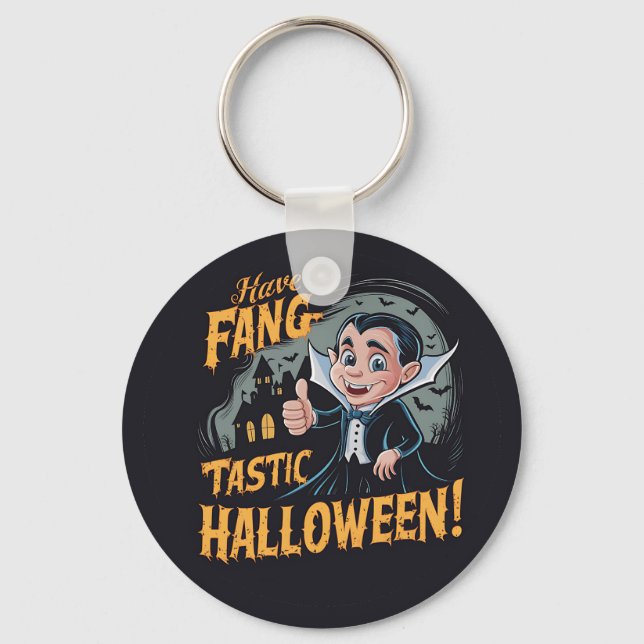 Chaveiro Vampiro Engraçado Tem um Halloween Fang-Tástico (Frente)