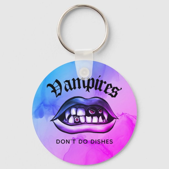 Chaveiro Vampiros não lavam pratos de vaporwave engraçado (Frente)