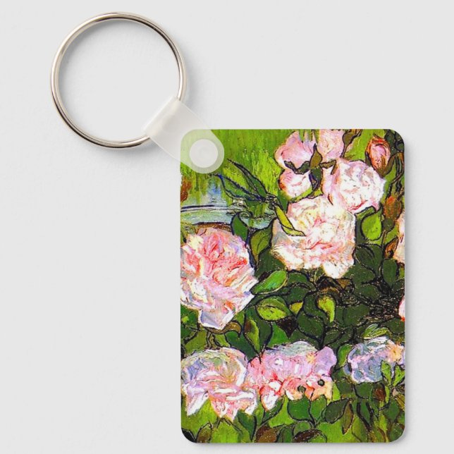 Chaveiro Van Gogh ainda vive com rosas rosa (Frente)