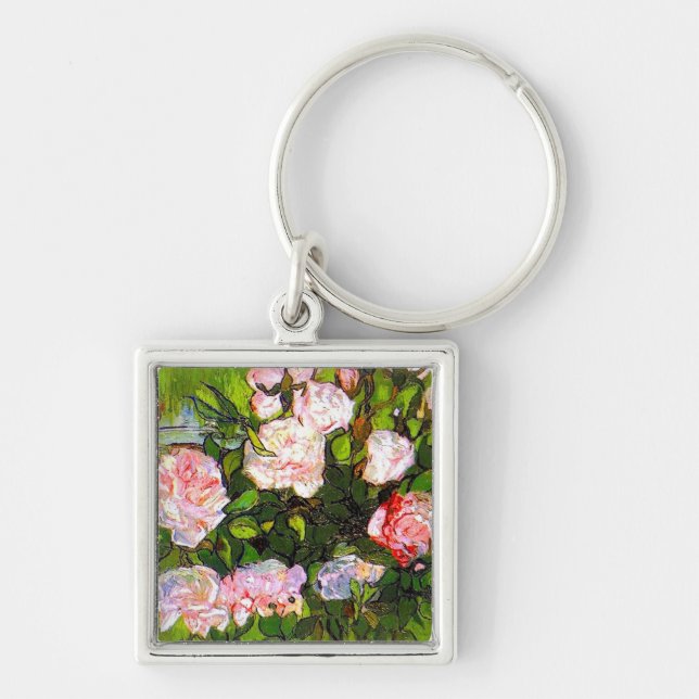 Chaveiro Van Gogh ainda vive com rosas rosa (Frente)